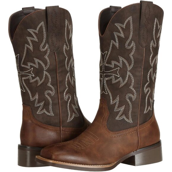 🆕Women Dark Brown Faux Leather Western Cowboy Boots Distressed Cowgirl Fashion - Picture 6 of 6